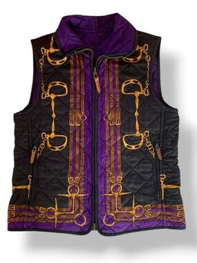 Lauren Ralph Lauren Reversible Equestrian Quilted Vest Horsebit XS